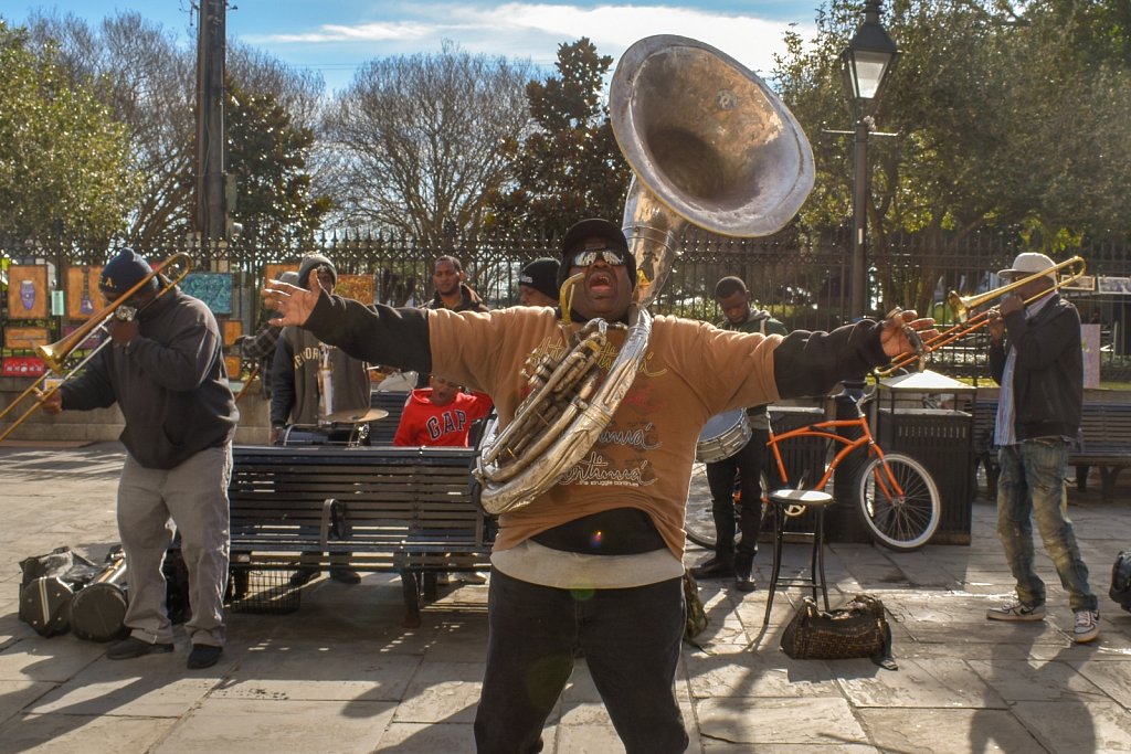 Street jazz band near Jackson Square