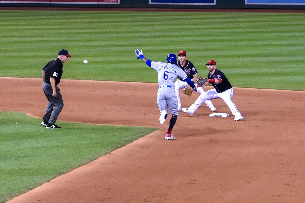 Billy Hamilton caught stealing second.