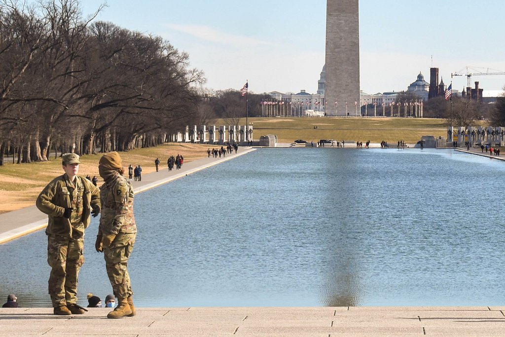 National Guard at reflecting pool